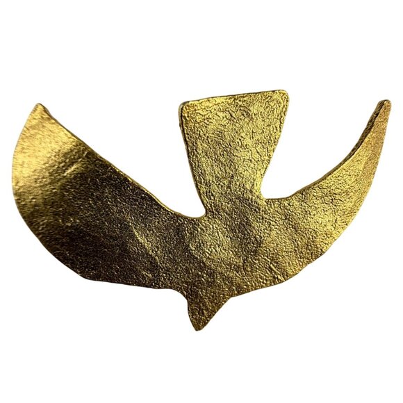 Galt Vintage Gold Tone Dove Brooch Pin Textured Metal Accent Jewelry - Picture 3 of 7